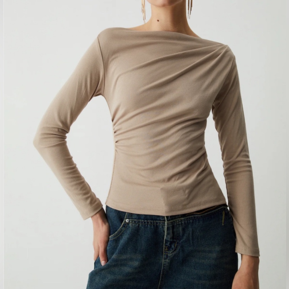 Commense Beige Long Sleeve Top
